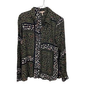 Esqualo Top Leopard Green - Long Sleeve